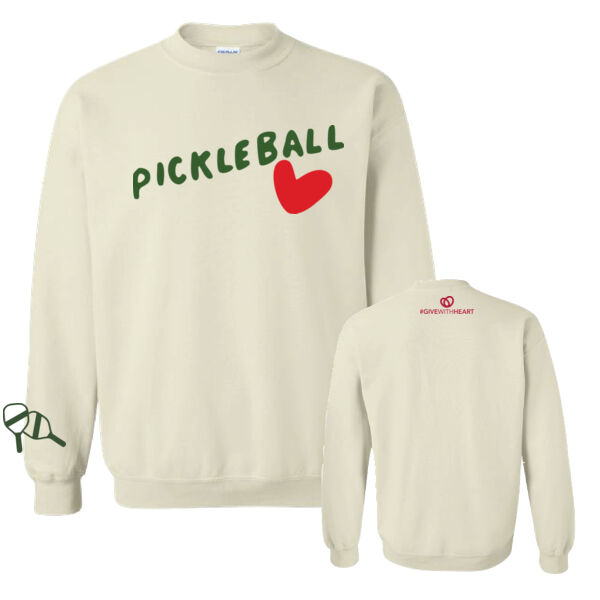 Gildan Unisex Pickleball Heart Printed Crewneck Thumbnail